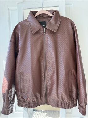 Fashion Nova Brown Quilted Faux-Leather Bomber Jacket